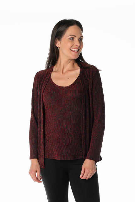 ROUND NECK GLITTERED FULL SLEEVE CARDIGAN