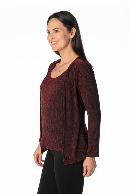 ROUND NECK GLITTERED FULL SLEEVE CARDIGAN