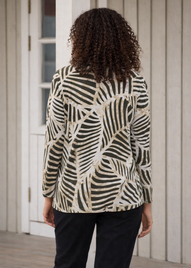 Mock Cardigan olive with 3/4 sleeve