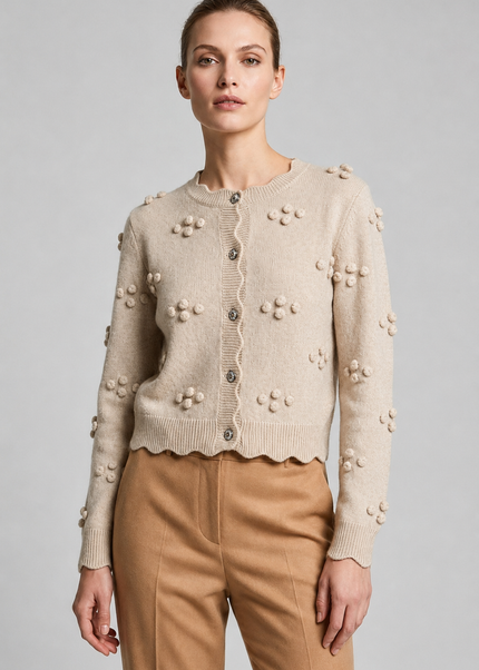 Cardigan flower scallop edge short cardigan