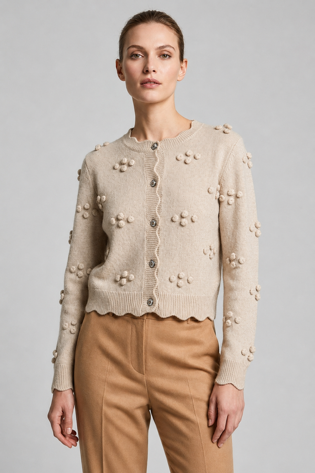 Cardigan flower scallop edge short cardigan