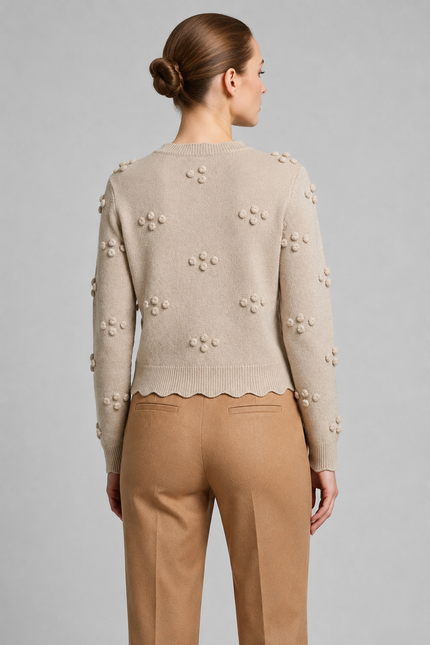 Cardigan flower scallop edge short cardigan