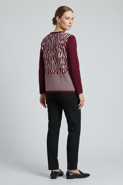 Cardigan patterned round neck long sleeve