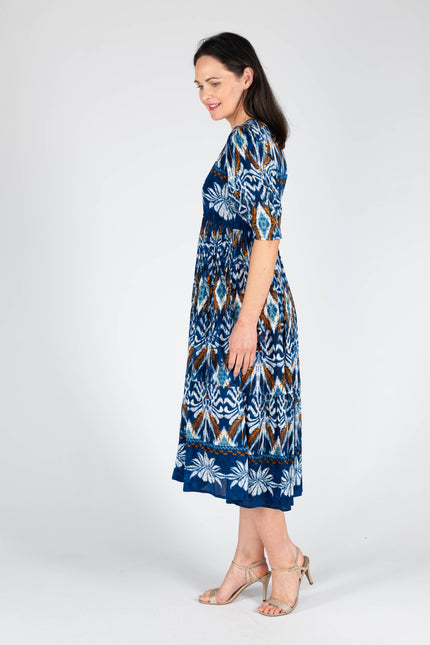 TROPICAL PRINT DRESS WITH ROUND NECKHALF
