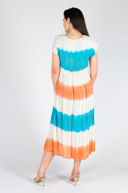 PEACH MULTI TIE DYE ROUND NECK SHORT SLEEVE