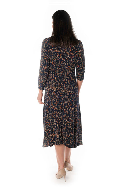 LONG SLEEVE V-NECK DRESS WITH SIDE POCKET