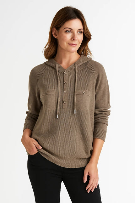 LONG SLEEVE KNITTED LONGEWEAR HOODIE