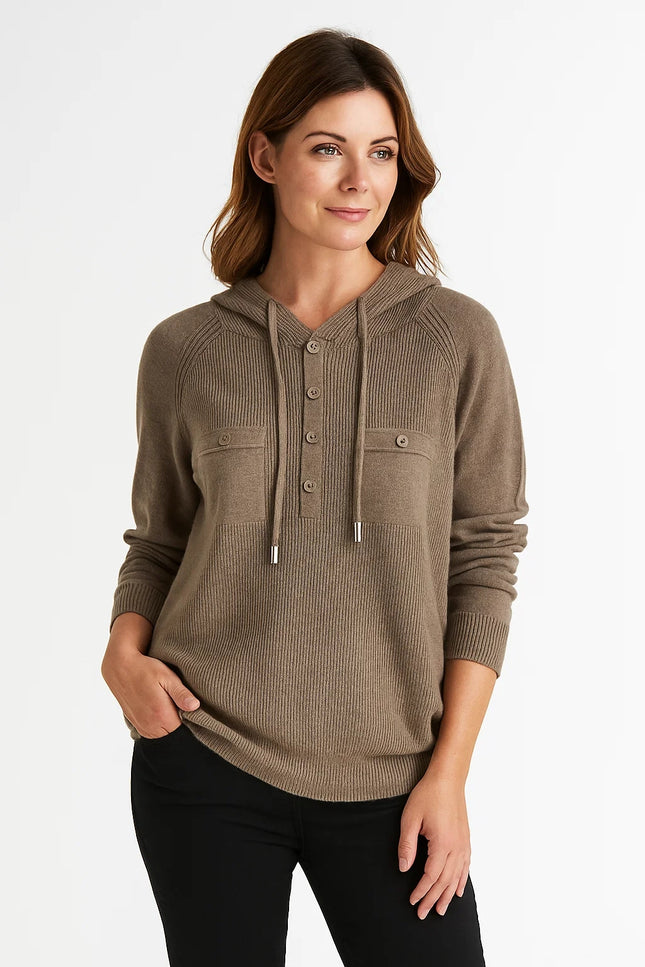 LONG SLEEVE KNITTED LONGEWEAR HOODIE