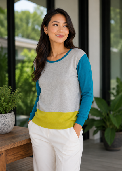 Jumper colour block round neck