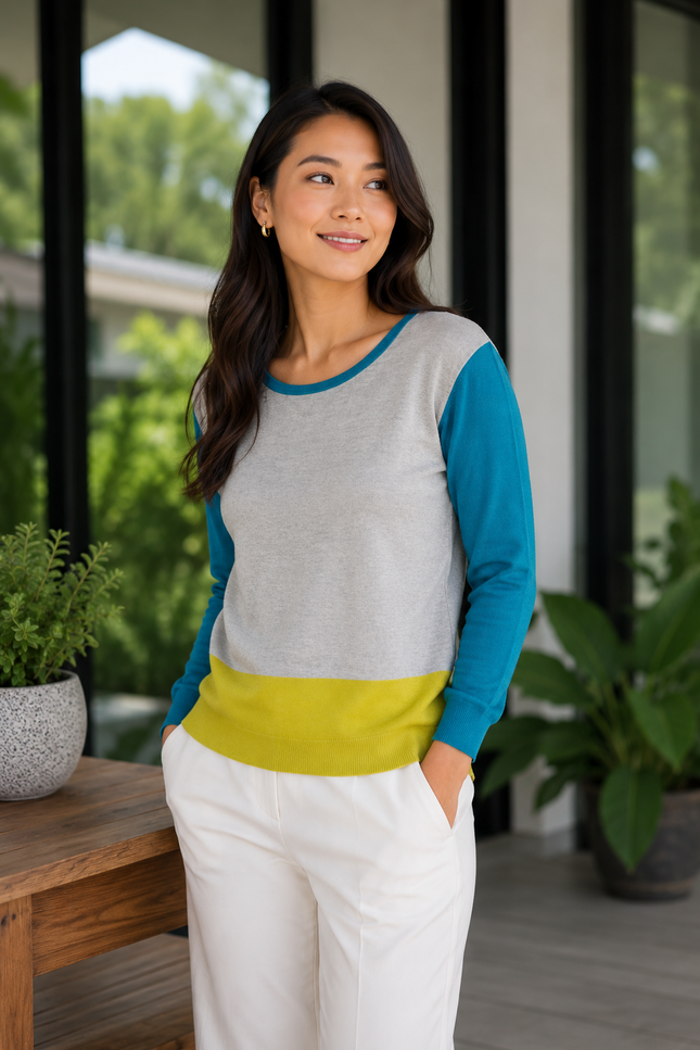 Jumper colour block round neck