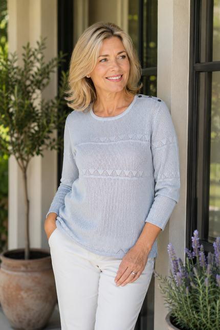 Jumper round neck lacy stripe