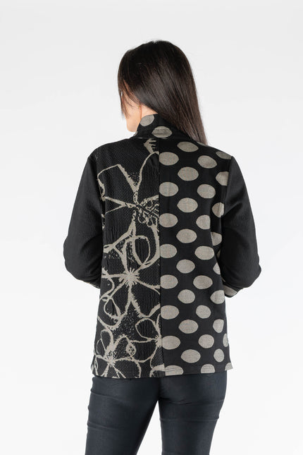 SPOT FLOWER PATTERN 3/4 SLEEVE JACKET