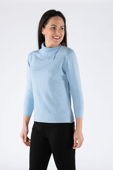 MULTI EFFECT JUMPER WITH SCOWL NECK 3/4 SLEEVE