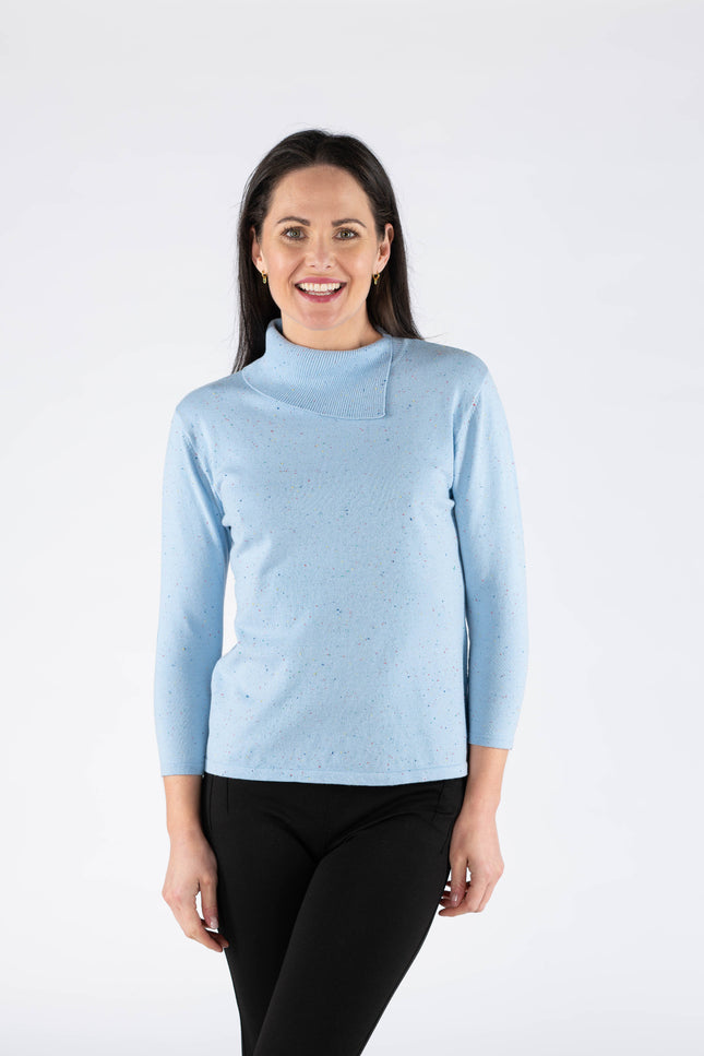 MULTI EFFECT JUMPER WITH SCOWL NECK 3/4 SLEEVE