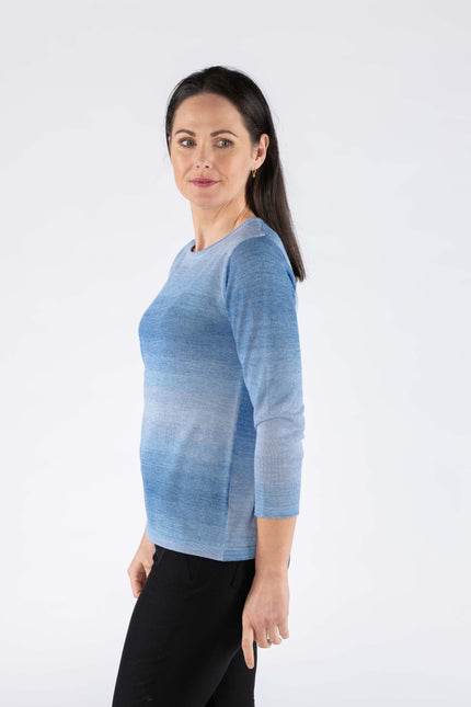 ROUND NECK MULTI FLECK JUMPER 3/4 SLEEVE