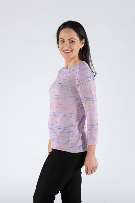ROUND NECK MULTI FLECK JUMPER 3/4 SLEEVE