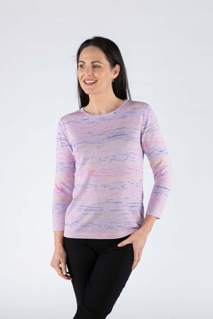 ROUND NECK MULTI FLECK JUMPER 3/4 SLEEVE
