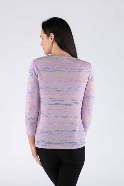 ROUND NECK MULTI FLECK JUMPER 3/4 SLEEVE