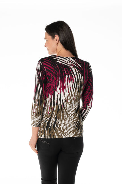 Jumper abstract print round neck 3/4 sleeve