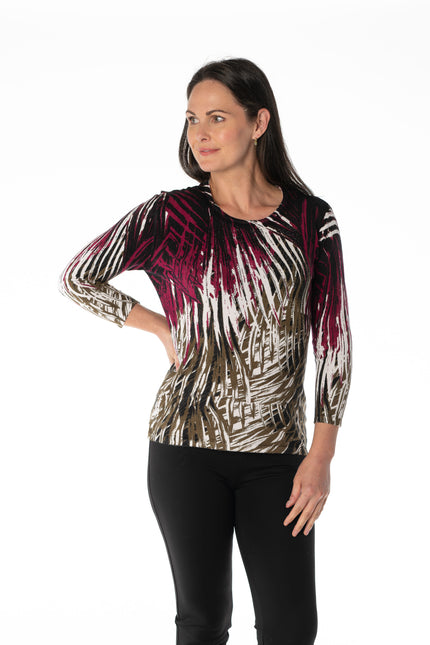 Jumper abstract print round neck 3/4 sleeve