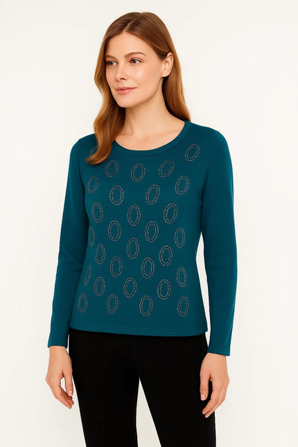SPARKLE JUMPER HOTFIX 3/4 SLEEVE RND NECK