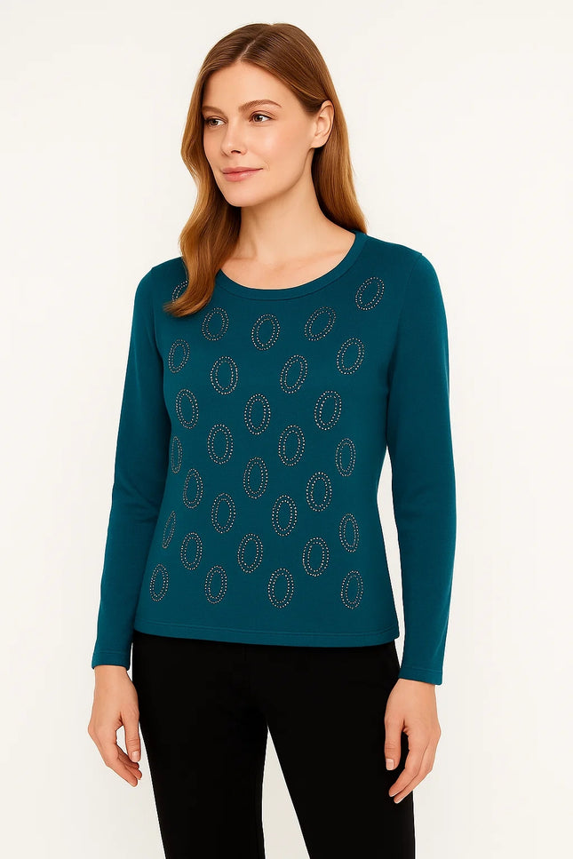 SPARKLE JUMPER HOTFIX 3/4 SLEEVE RND NECK