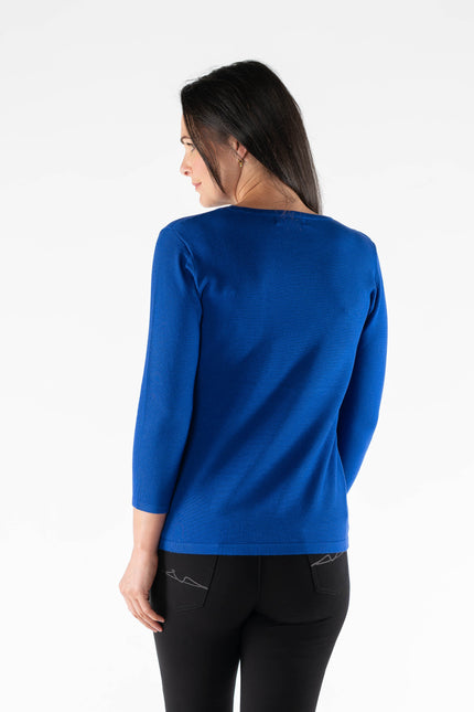 Raised Stripe Jumper With Round Neck 3/4