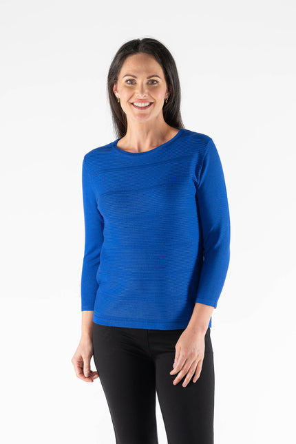 Raised Stripe Jumper With Round Neck 3/4