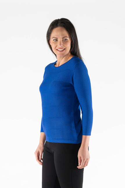 Raised Stripe Jumper With Round Neck 3/4