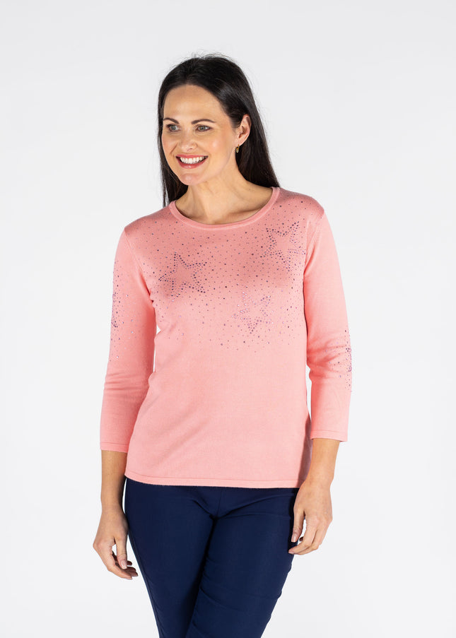 Jumper starbloom hotfix round neck 3/4 sleeve