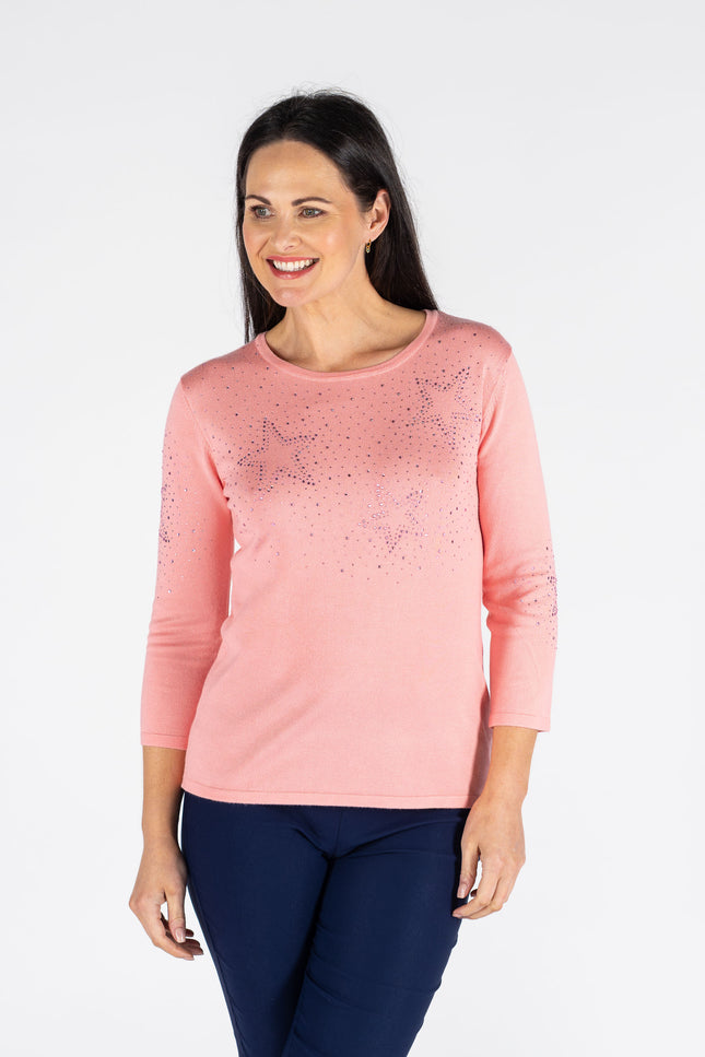 STARBLOOM HOTFIX JUMPER ROUND NECK 3/4 SLEEVE