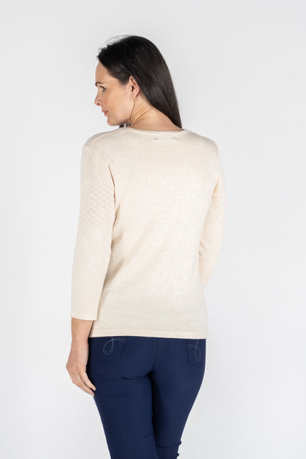 EMBROIDERED FLOWER JUMPER TEXTURED PATTERN