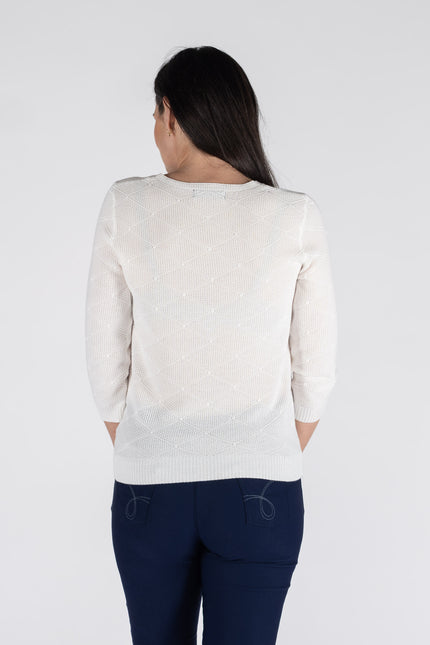 TEXTURED JUMPER WITH V NECK 3/4 SLEEVE