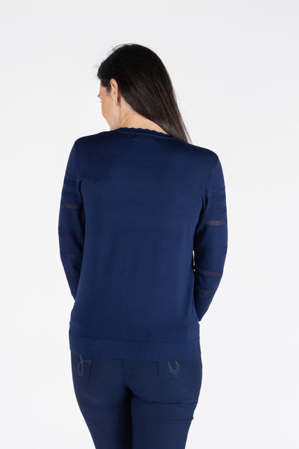 NAVY TEXTURED JUMPER ROUND NECK WITH 3/4 SLEEVE