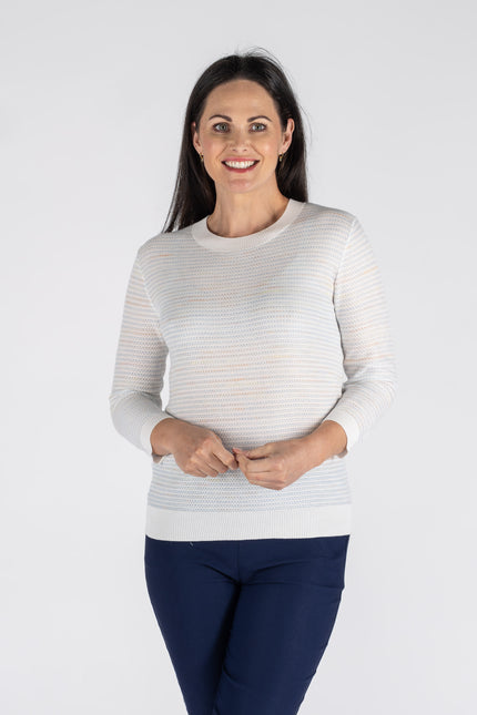 KNITTED JUMPER ROUND NECK 3/4 SLEEVE