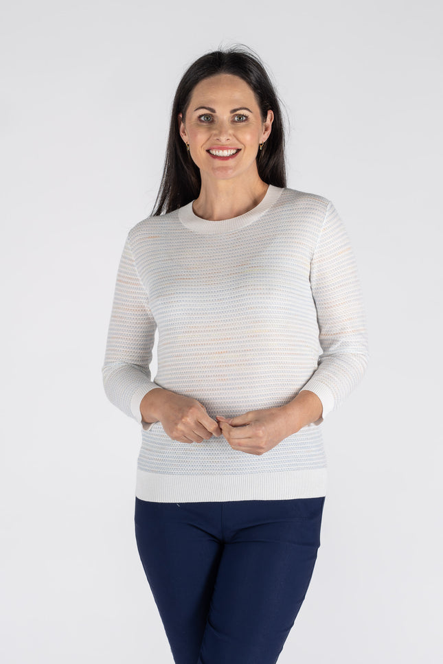 KNITTED JUMPER ROUND NECK 3/4 SLEEVE