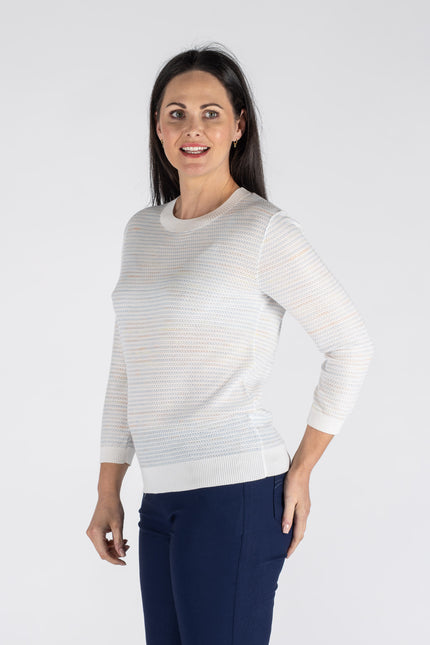 KNITTED JUMPER ROUND NECK 3/4 SLEEVE