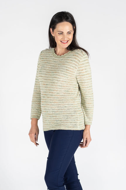 MULT TEXTURED STRIPE JUMPER BUTTON DETAIL