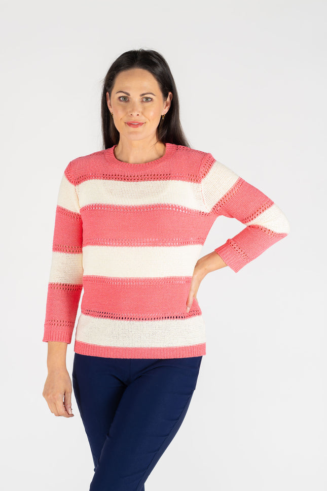 WIDE STRIPE ROUND NECK JUMPER