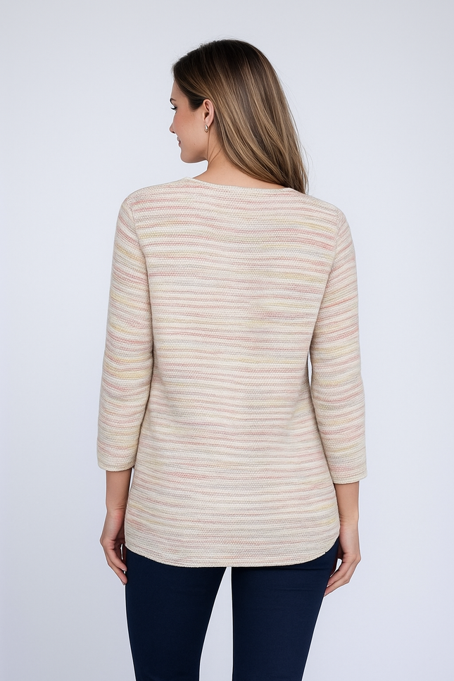 MULTI FLECK JUMPER ROUND NECK 3/4 SLEEVE