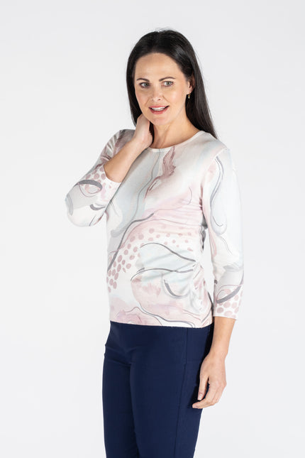 ABSTRACT JUMPER ROUND NECK 3/4 SLEEVE