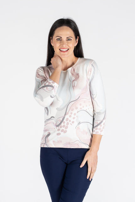 ABSTRACT JUMPER ROUND NECK 3/4 SLEEVE