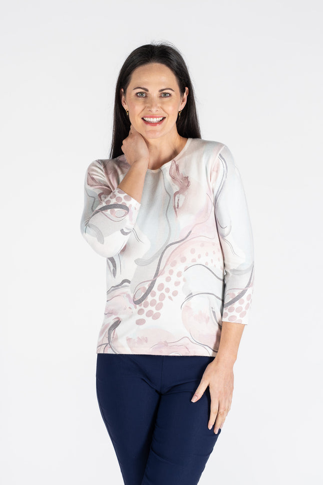 ABSTRACT JUMPER ROUND NECK 3/4 SLEEVE