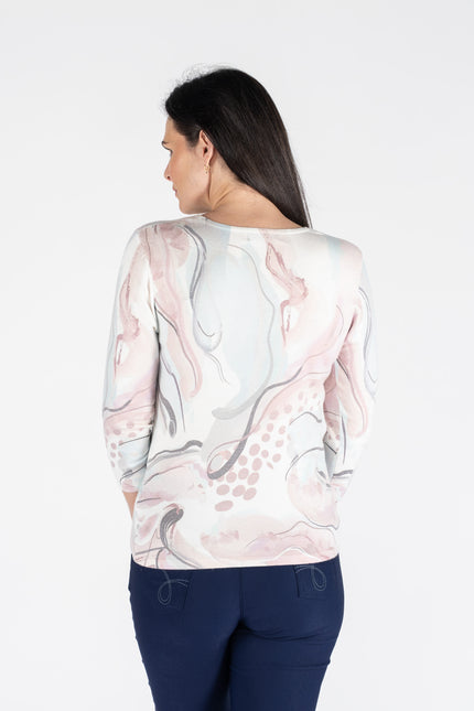 ABSTRACT JUMPER ROUND NECK 3/4 SLEEVE