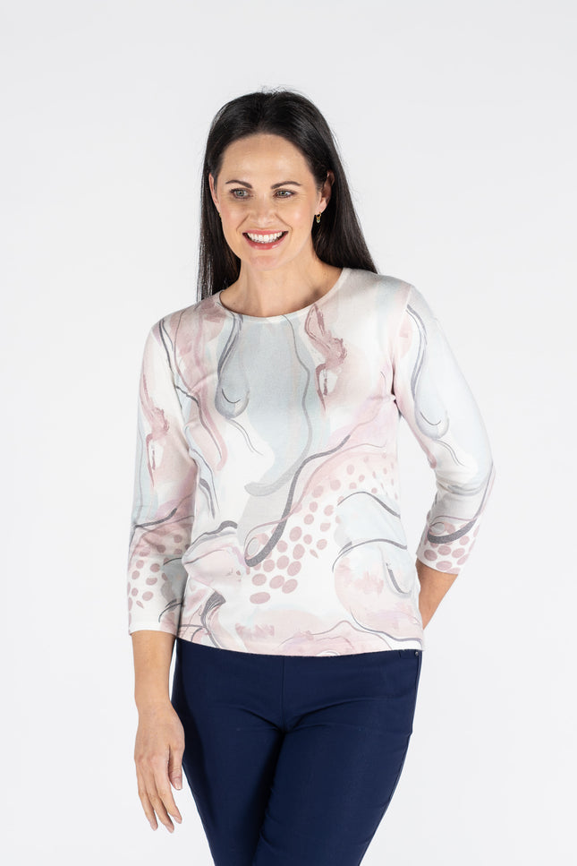 ABSTRACT JUMPER ROUND NECK 3/4 SLEEVE