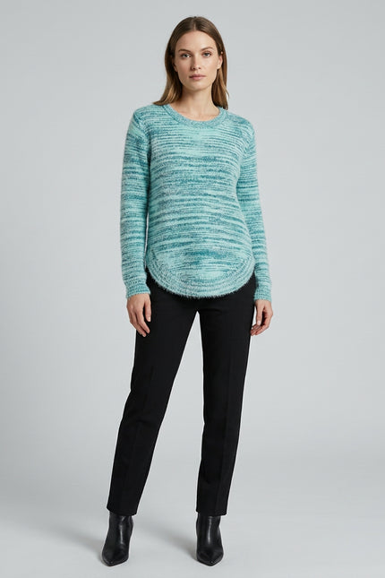Jumper spacedye curved hem round neck long sleeve