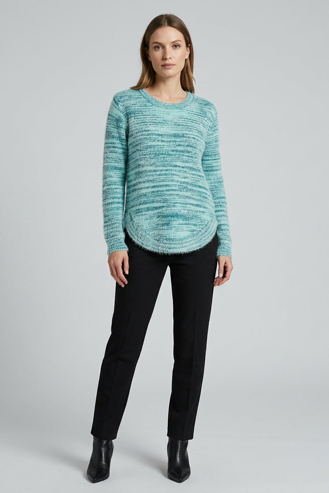 Jumper spacedye curved hem round neck long sleeve