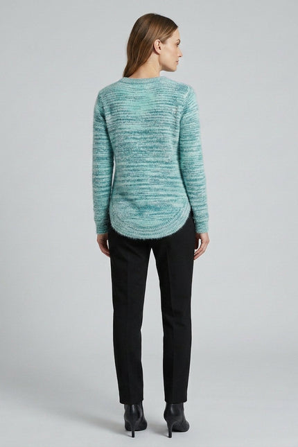 Jumper spacedye curved hem round neck long sleeve