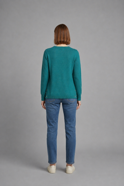 Jumper jade speckle with button detail