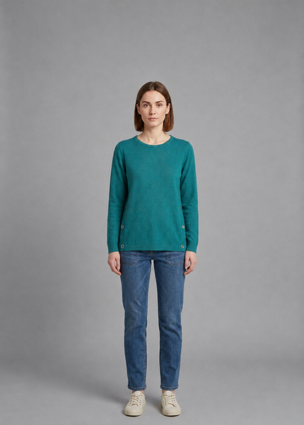 Jumper jade speckle with button detail